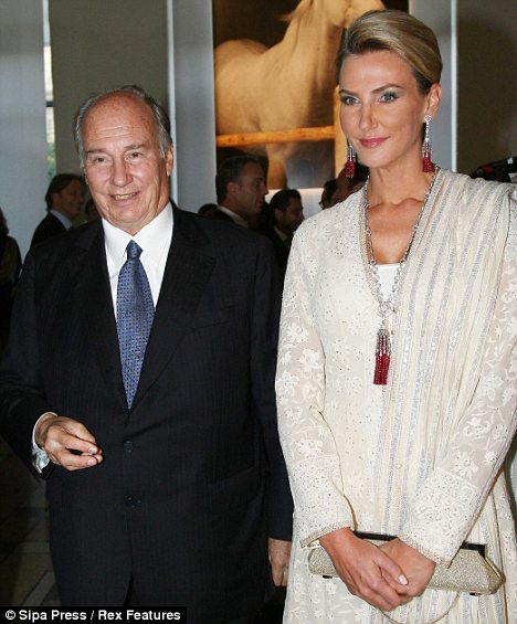 Aga Khan with his latest girlfriend, and possibly his third wife.